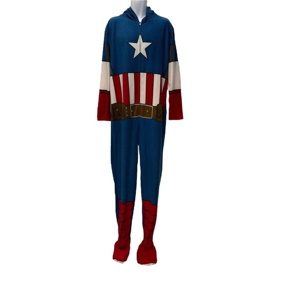 Marvel Captain America Soft Fleece Pajamas Mens XL 40 42 Halloween Costume - Picture 1 of 10